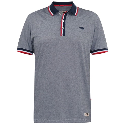 D555 Bayton 2 Stripe Jersey Polo With Rib Collar Cuffs Grey